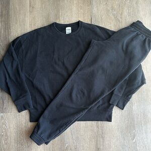 PINK Victoria's Secret Campus Black Sweatshirt and Joggers Set Size xs